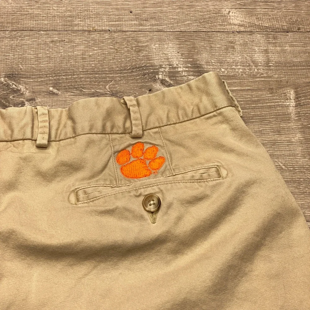 Peter Millar Clemson Tigers‎ Mens 38 Pima Cotton Khaki Shorts Tan ME0B13